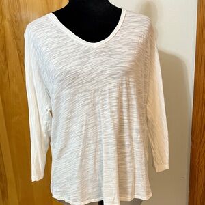 Banana Republic Cream Long Sleeve V-Neck Top